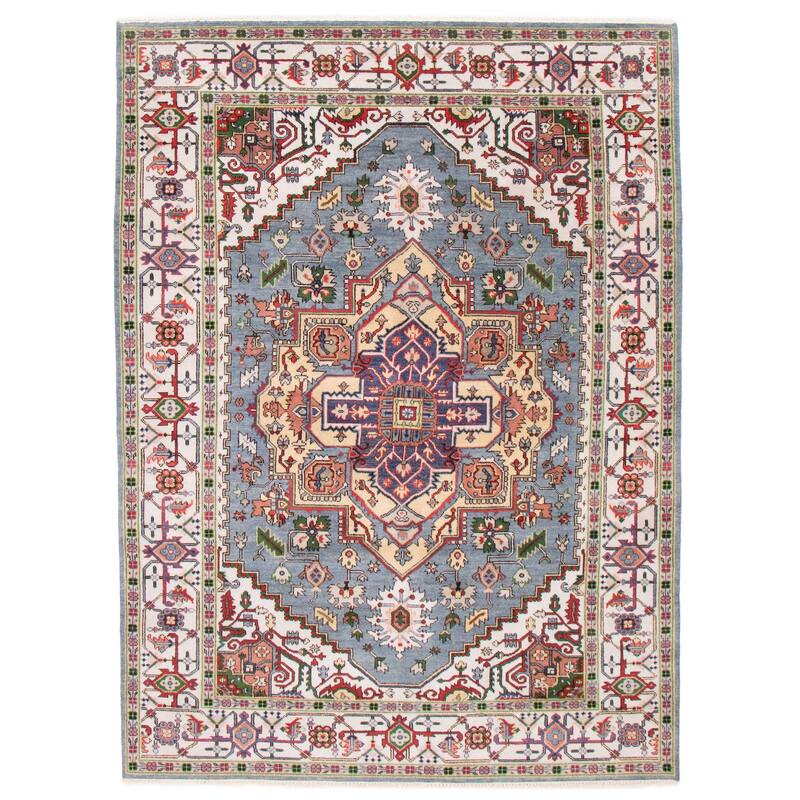 ECARPETGALLERY Hand-knotted Serapi Heritage Light Denim Blue Wool Rug - 8'10 x 12'2