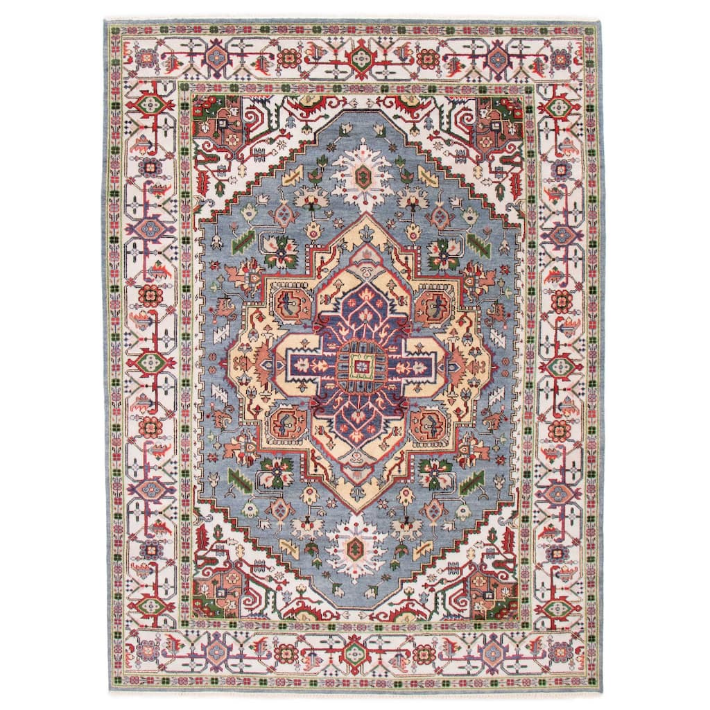 ECARPETGALLERY Hand-knotted Serapi Heritage Light Denim Blue Wool Rug - 8'10 x 12'2