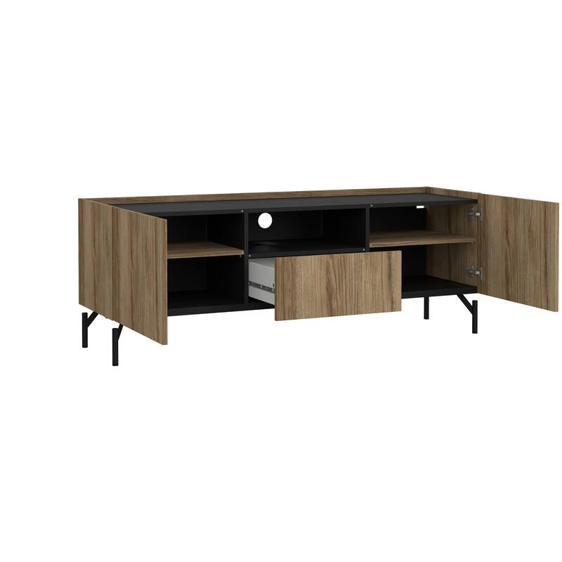 Carson Carrington Bergen TV Stand with 2 doors and 1 drawer, Catania Oak / Matte Black