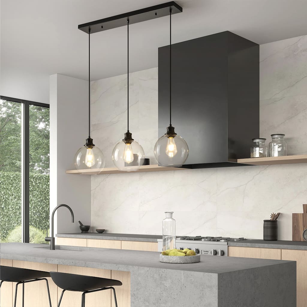 Starsky 3/5 Light Modern Linear Chandelier Cluster Kitchen Island Light with Glass Globe Shade