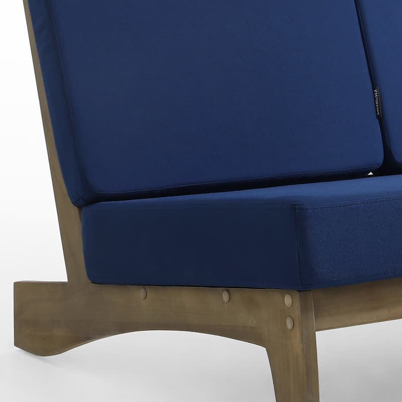 Outdoor Teak Wood Patio Loveseat with Cushions