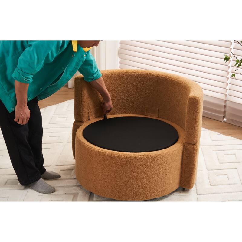 31.5" Swivel Barrel Chair with Storage