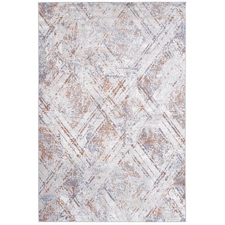 LOOM & LUXE Collection Beige/Geometric Non-Shedding Area Rug