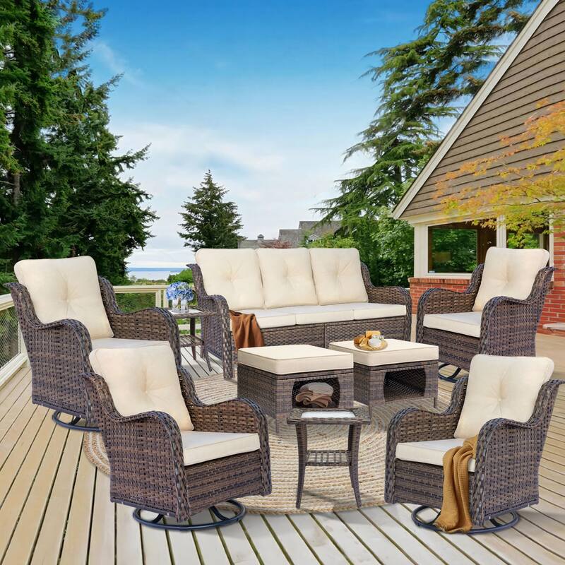 Wicker Patio Furniture Set-Outdoor Patio Conversation Seating Sets