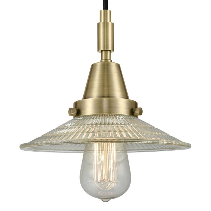 Innovations Lighting 447-1P-G2 Halophane 9" Wide Mini Pendant with - Antique Brass