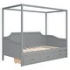 preview thumbnail 11 of 15, Twin Size Wooden Canopy Bed Daybed with 3 in 1 Storage Drawers and Headboard, Wood Frame Guardrail Bed