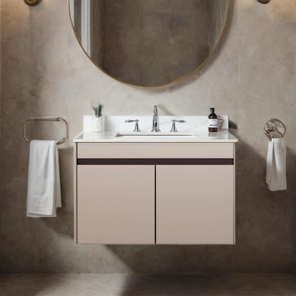 37" Bathroom Marble Undermount Vanity Top with 4" Height Backsplash