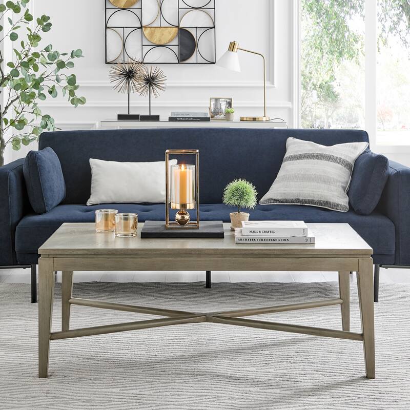 Large Pillar Candle Holder with Glass Hurricane - 11.75" - Gold