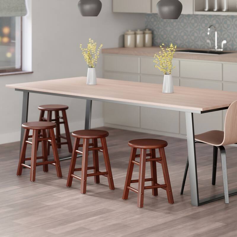 Element 2-Pc Square Legs Dining Stool Set, Walnut Finish - N/A