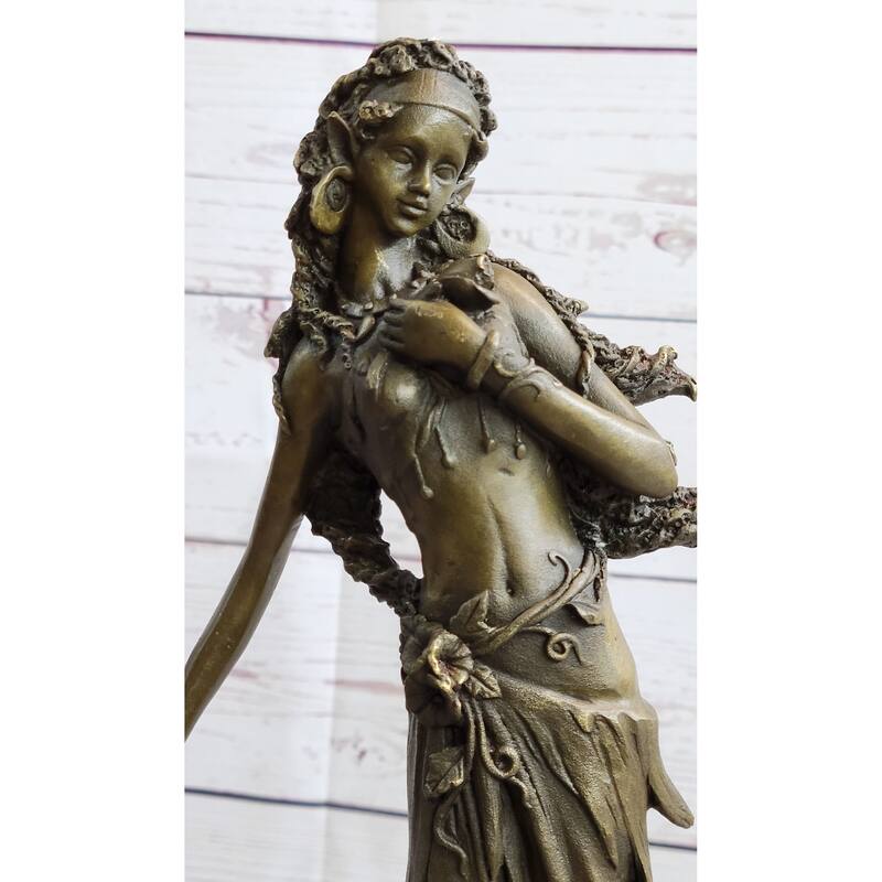 Gaia Earth Mother Nymph Female Figure Bronze Sculpture Statue On Marble Base
