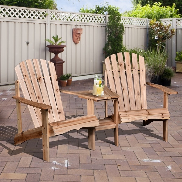 Armopa Wood Adirondack Chairs with Attached Center Table by