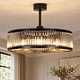preview thumbnail 8 of 105, Caged Ceiling Fan with Light and Remote, 11.8–28 Inch Low Profile Fandelier, 6-Speed Quiet DC Motor, Black/Satin Nickel 28 in - Black Body+Transparent Blades