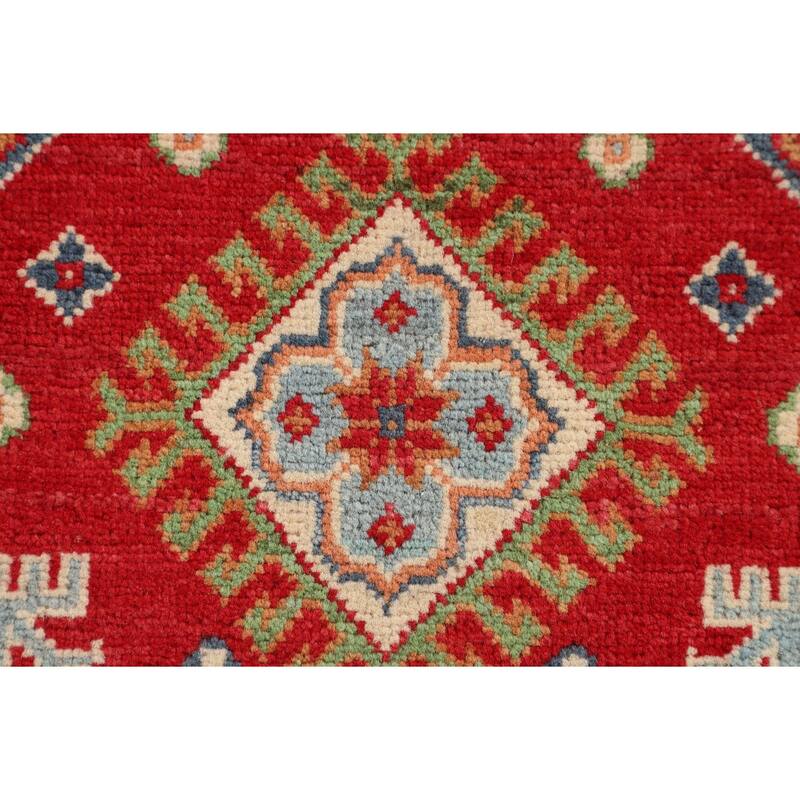 Red Kazak Foyer Rug Hand-Knotted Oriental Wool Carpet - 2'8" x 4'1"