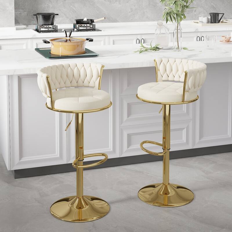 VECELO Set of 4/6 Bar Stools Adjustable Swivel with Metal Frame Modern Bar Stools with Back for Dining Room
