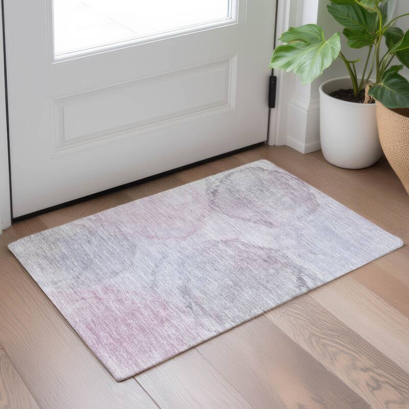 Machine Washable Indoor/ Outdoor Abstract Muted Chantille Rug
