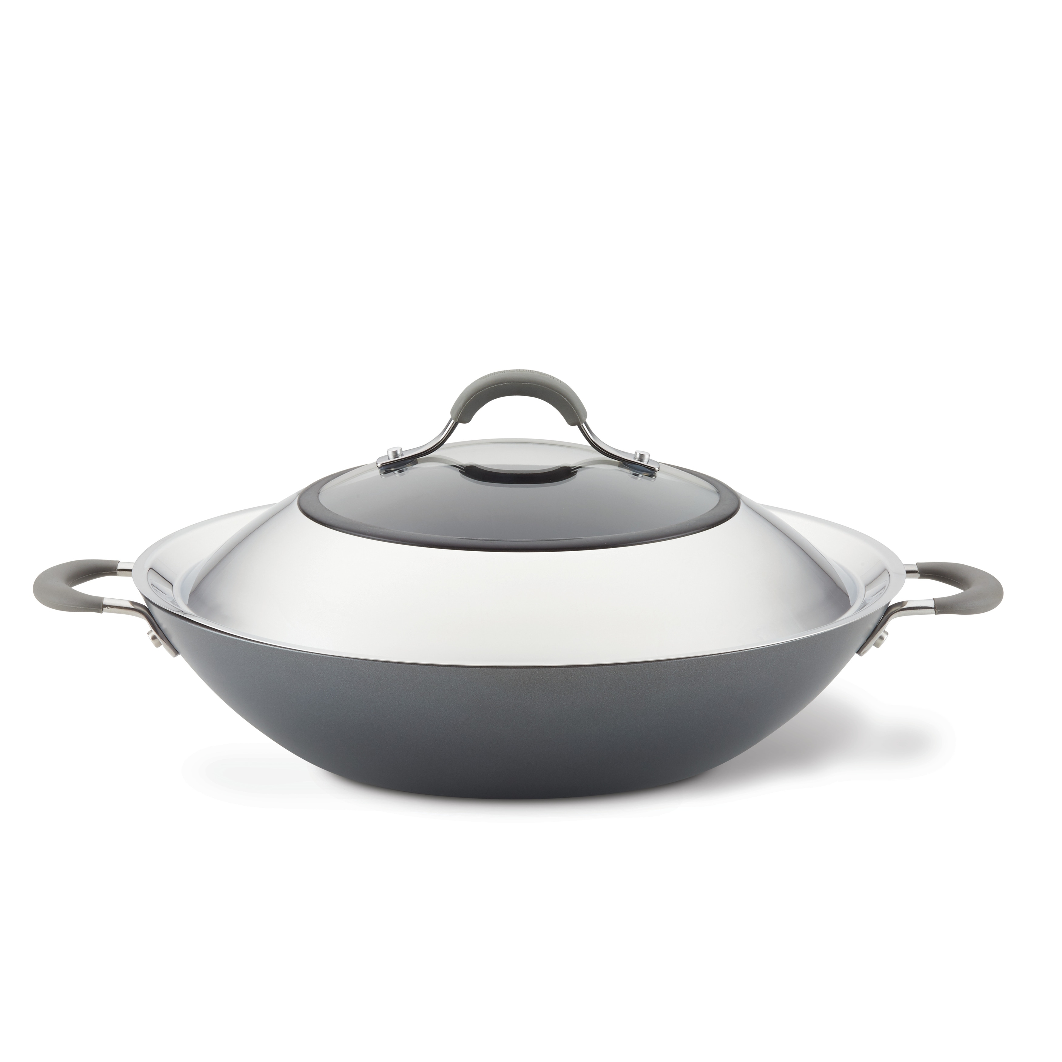 Circulon Clad Stainless Steel Wok and Hybrid SteelShield and Nonstick  Technology, 14 Inch, Silver