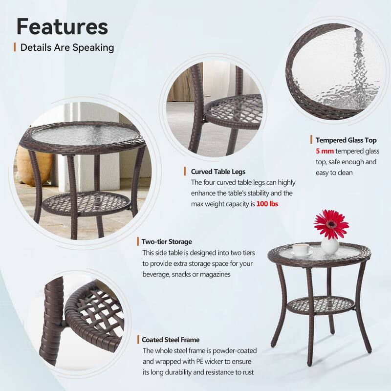 Cozywor 5-Piece Wicker Outdoor Patio Conversation Lounge Chair Set