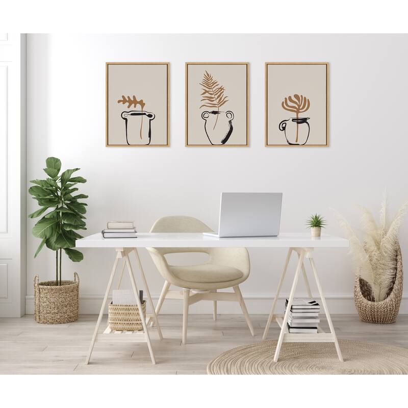 Kate and Laurel Sylvie Vase Canvas Art Set by Creative Bunch Studio