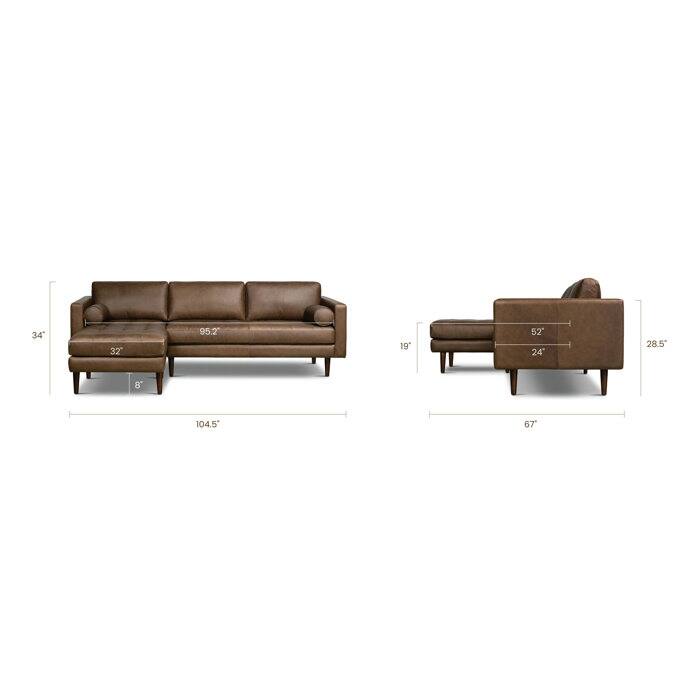 Poly & Bark Napa 104.5" Left Sectional Sofa - Full Grain Genuine Italian Leather