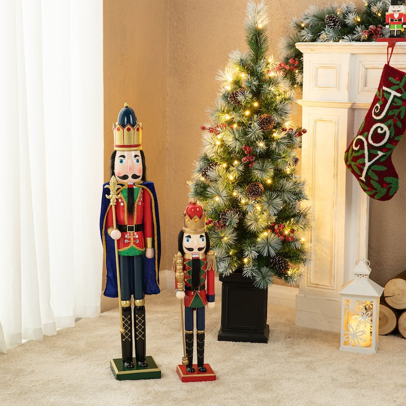 Glitzhome 24"H Wooden Christmas King Nutcracker Table Top Centerpiece Decor