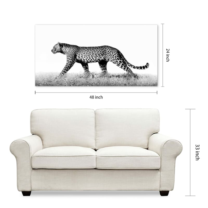 "Fearless Leopard 2" Frameless Free Floating Tempered Glass Panel Graphic Wall Art