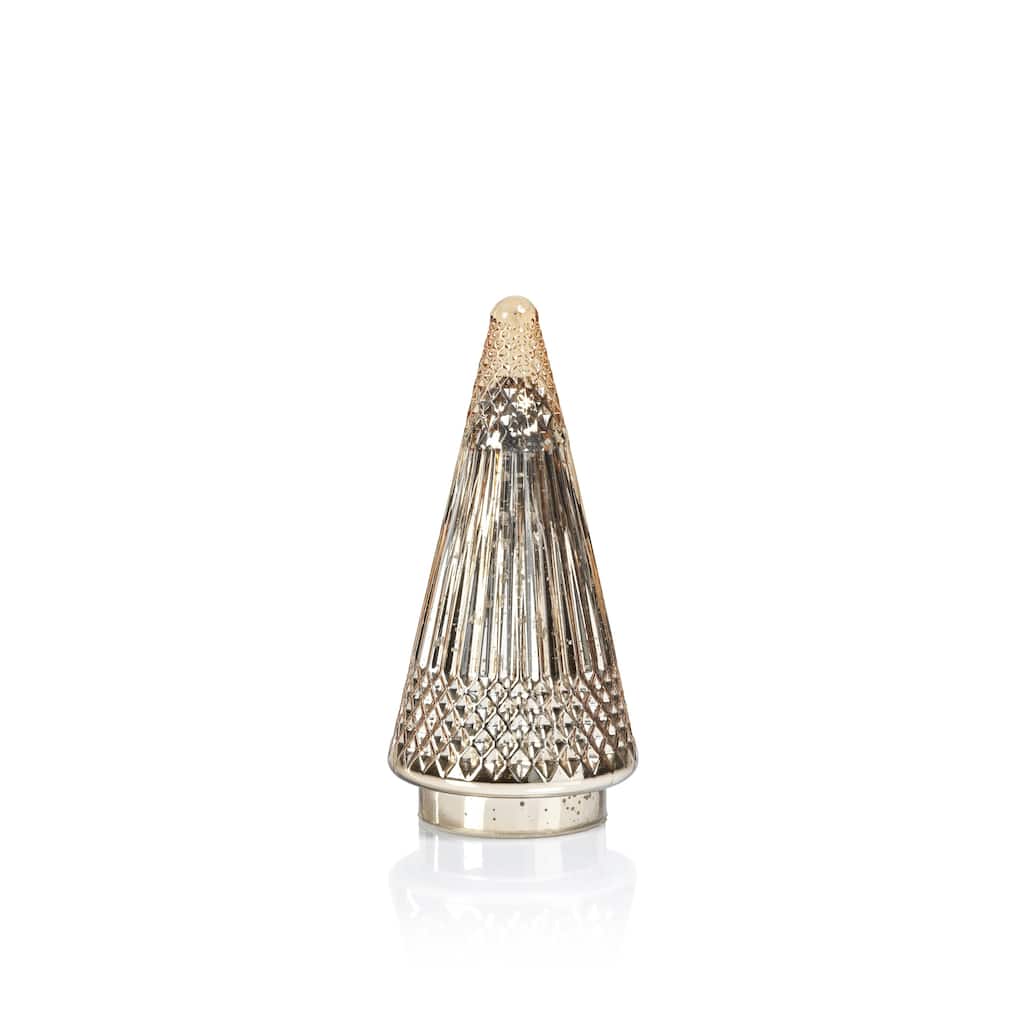 Stella 11" Tall Antique Glass LED Tabletop Holiday Tree