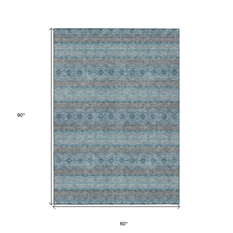 HomeRoots Floral Medallion Transitional Rectangle Outdoor Rug