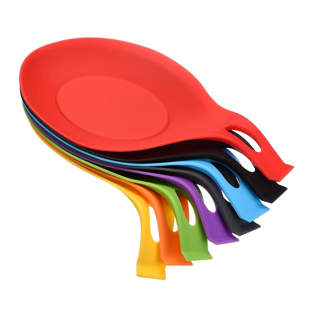 3.74" Heat Resistant Silicone Spoon Rest Kitchen Utensil Holder, 8 Color in 1Set - Multicolor