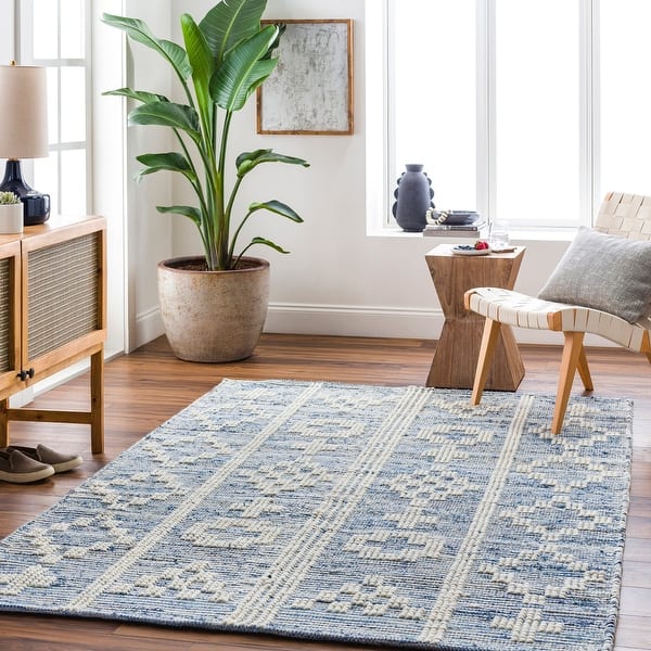slide 2 of 8, Saredon Handmade Farmhouse Cotton & Wool Area Rug 2' 3" x 3' 9" - Rectangle