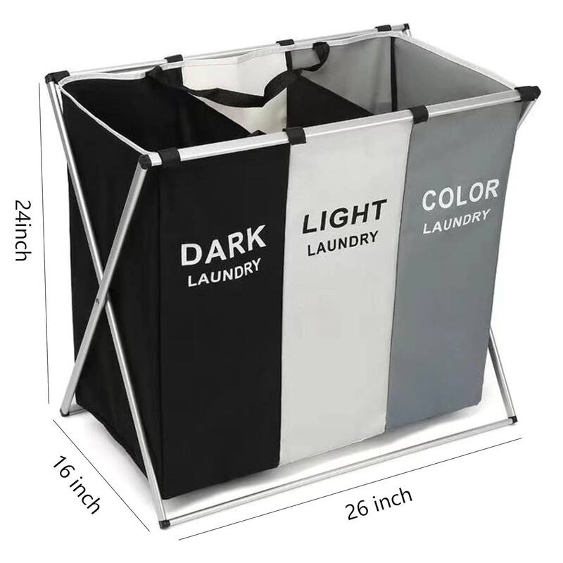 ColourTreeUSA Heavy Duty 3 Bag Collapsible Removable Laundry Sorter Organizer Hamper