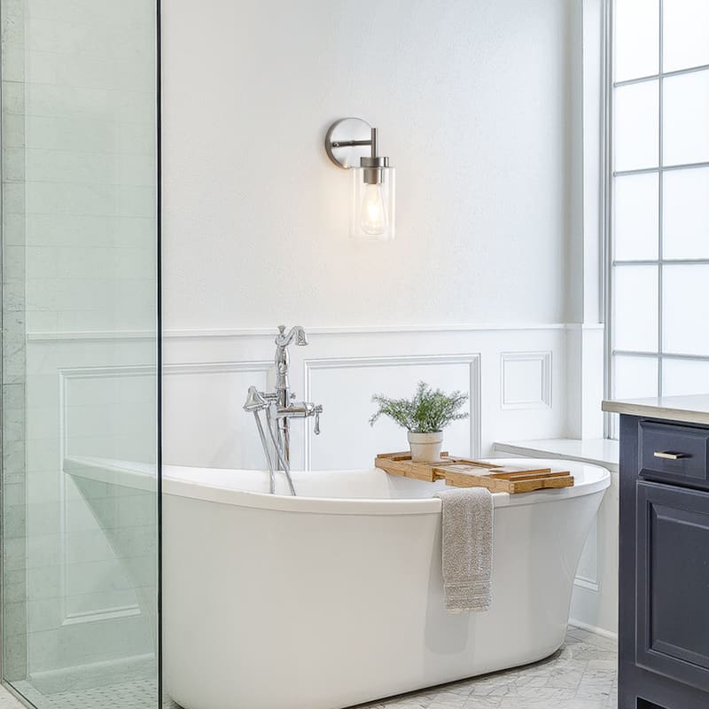 1-Light Modern Bathroom Vanity Light with Clear Glass Shades, Classic Wall Sconces for Dining Room Living Room
