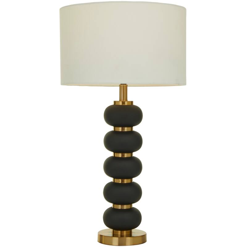 Metal Orbs Style Base Table Lamp with Drum Shade - White or Black - CosmoLiving by Cosmopolitan - Black