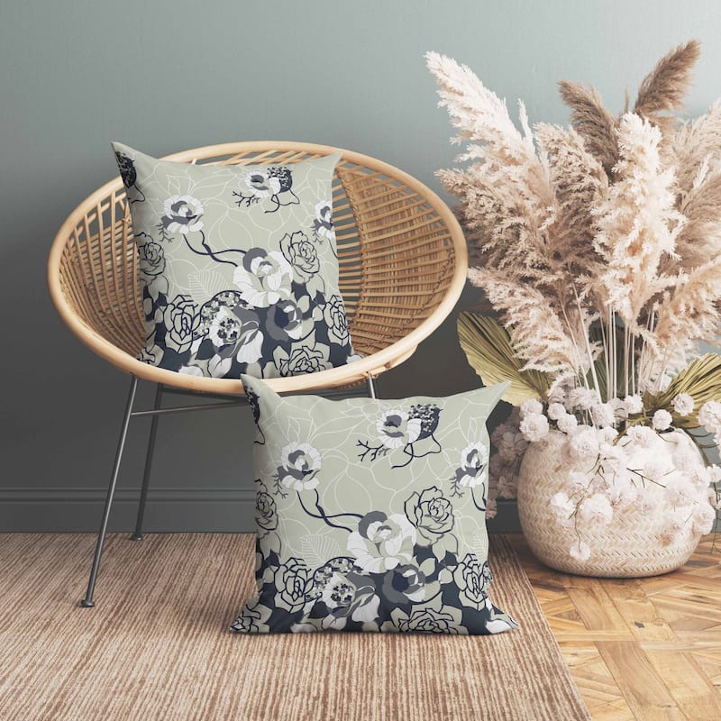 Regal Rose Retreat Faux Suede Reversible Throw Pillow Yellow and Gray