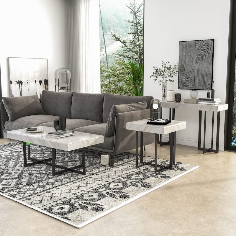 Granala Contemporary Steel 3-Piece Storage Coffee Table Set by Furniture of America