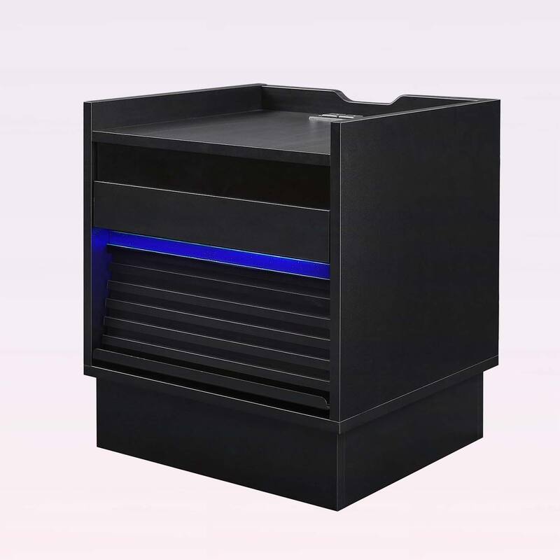 Modern Nightstand with Charging Station and LED Lights