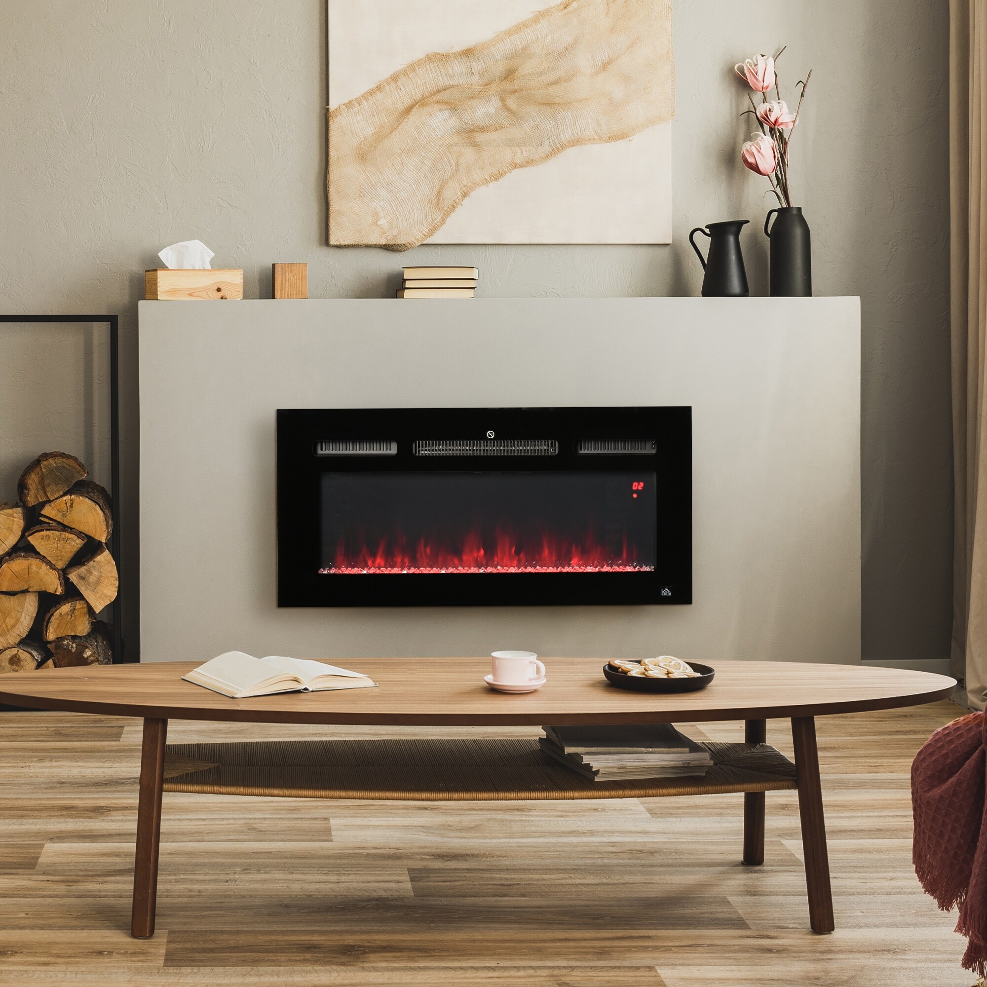HOMCOM 36 1500W Recessed and Wall Mounted Electric Fireplace Inserts with  Remote, Adjustable Flame Color and Brightness - Bed Bath u0026 Beyond - 36503319