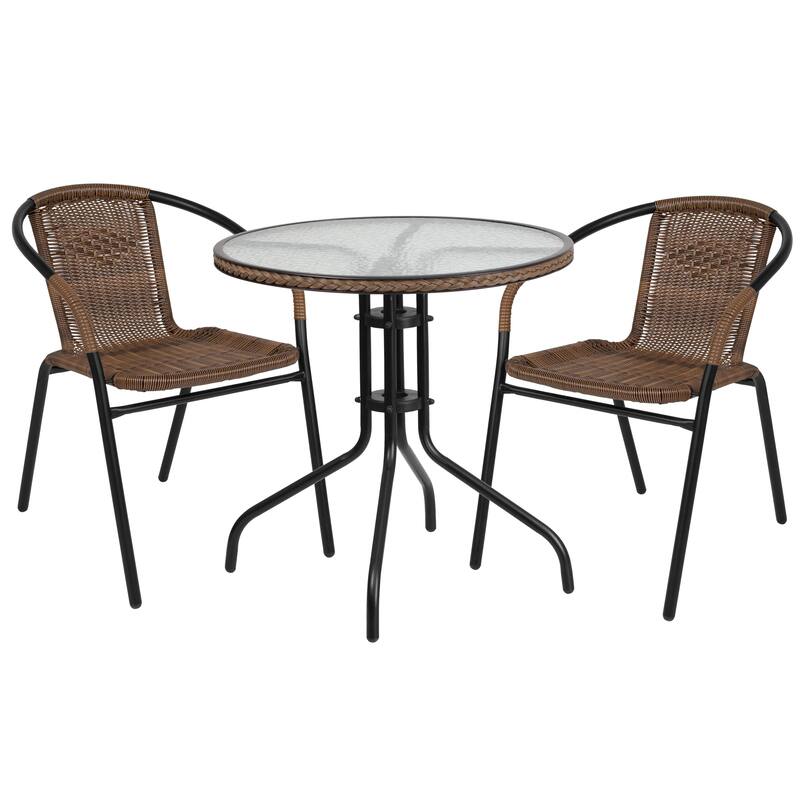 3-piece Outdoor Table/Chair Set - 28.75"W x 28.75"D x 28"H