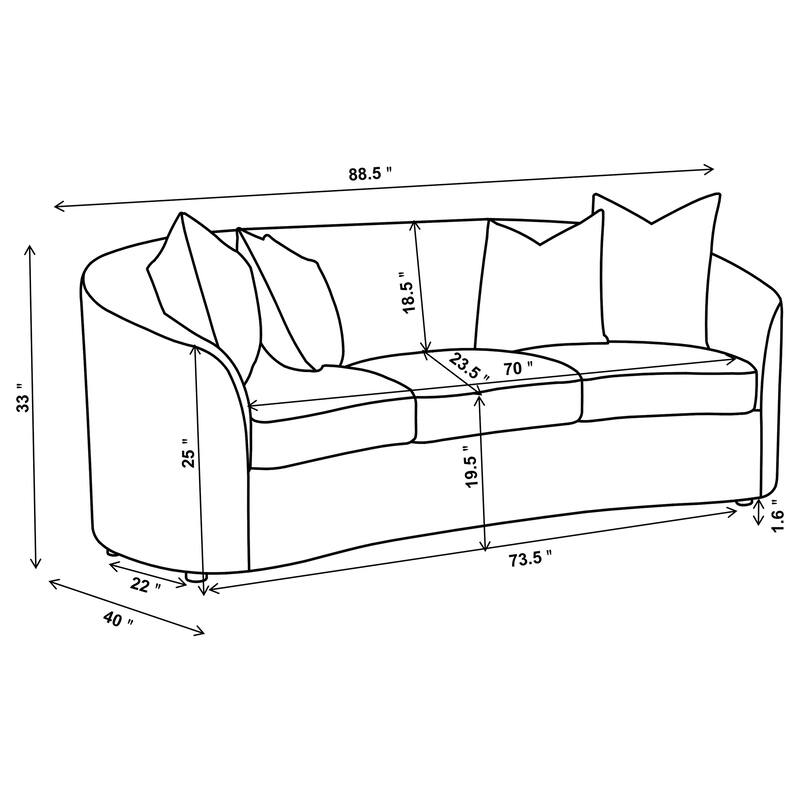 Rainn Boucle Upholstered Sloped Arm Sofa Set Latte