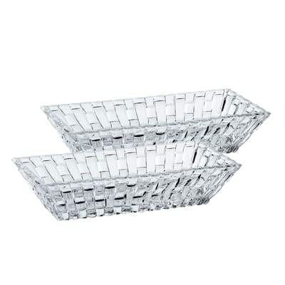 Nachtmann Set of 2 Bossa Nova Rectangular Bowls - 3 1/3 x 6 2/3 inch