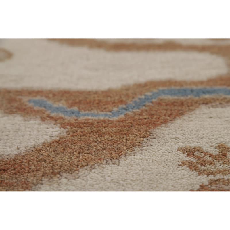 Transitional Oushak Indian Area Rug Handmade Wool Carpet - 8'1" x 10'0"