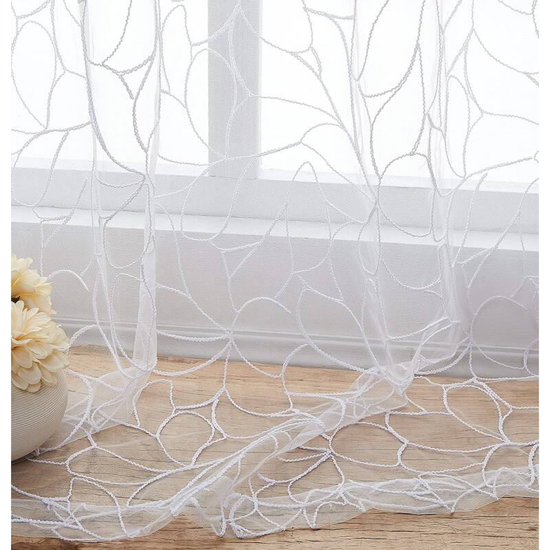 Olivia Embroidered Voile Sheer Grommet Curtain Panels for Any Room