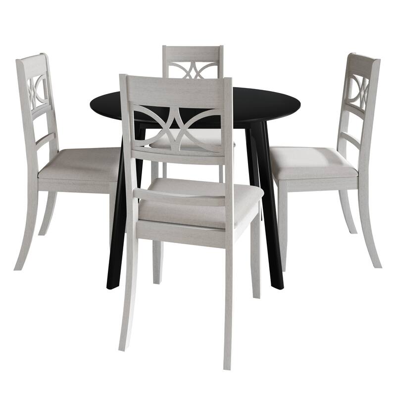 CraftPorch Mid Century Modern 4-Piece Chair and Round Table Dining Set - White