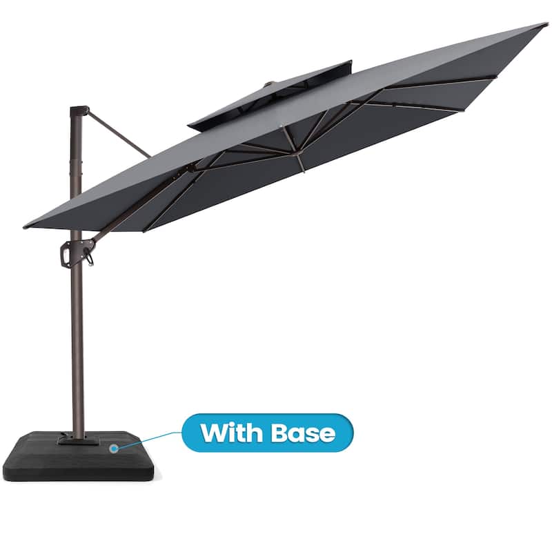 Outdoor Patio 10FT Square Cantilever Umbrella with 4-Piece Fillable Weighted Base