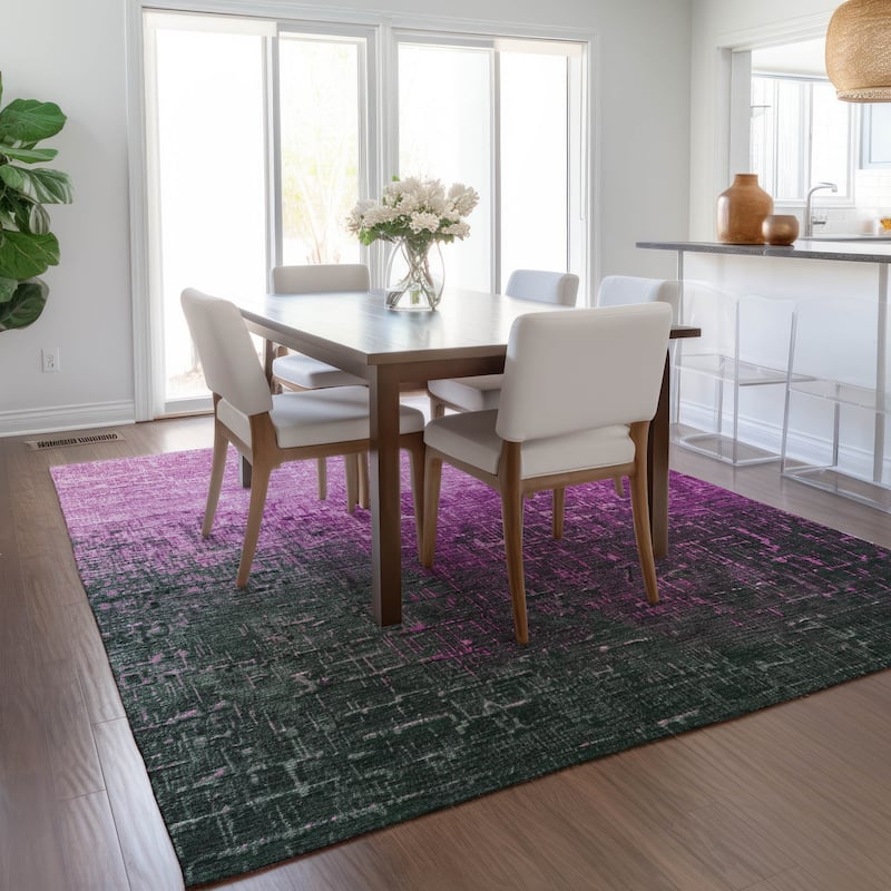 Machine Washable Indoor/ Outdoor Ombre Texture Chantille Rug