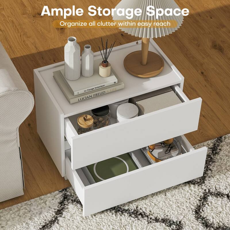 23.62"W Wood 2-Drawer Nightstand