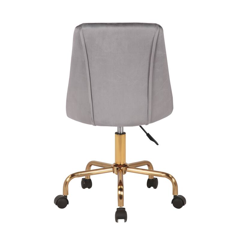 Porthos Home Caia Armless Office Chair, Velvet, Gold Metal Legs