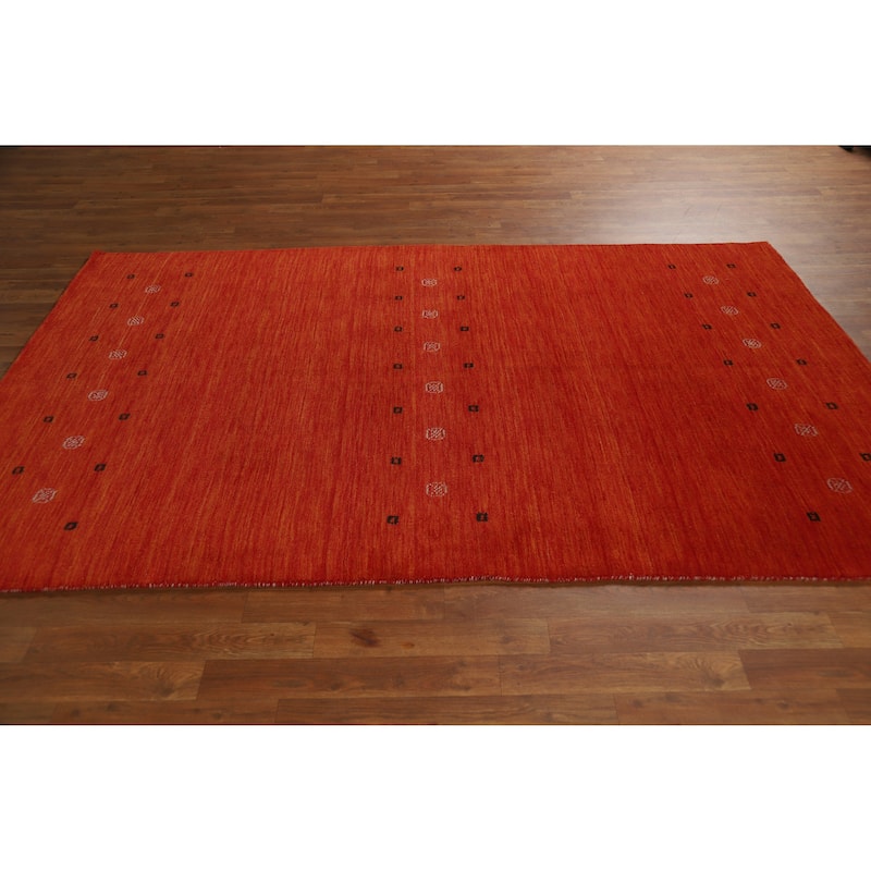 Orange Gabbeh Indian Area Rug Handmade Tribal Wool Carpet - 4'11" x 7'10"