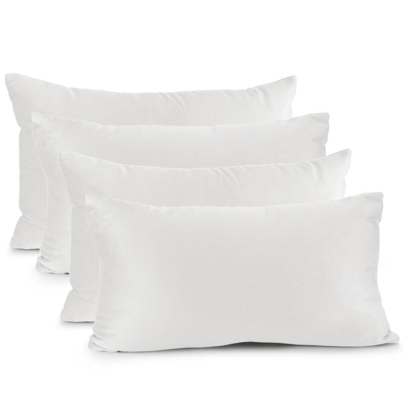 Empyrean Solid Microfiber Soft Velvet Throw Pillow Cover (Set of 4) - 12" x 20" - White