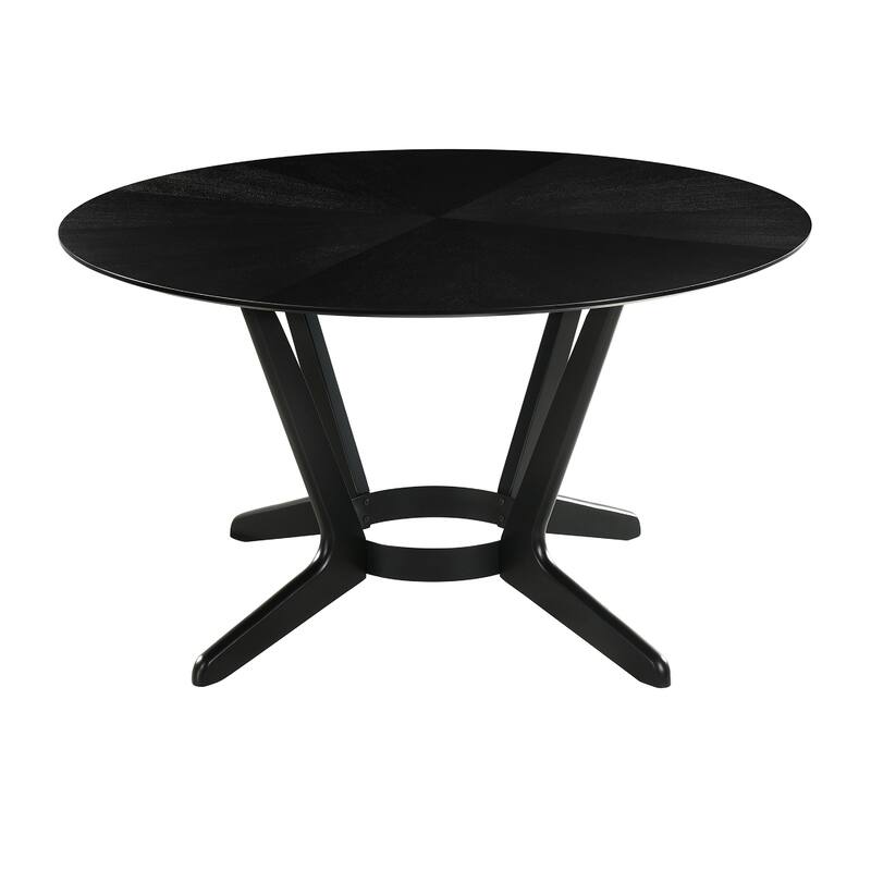 Alana Dining Table, Black Rubberwood, Metal, Round 54 Inch Top
