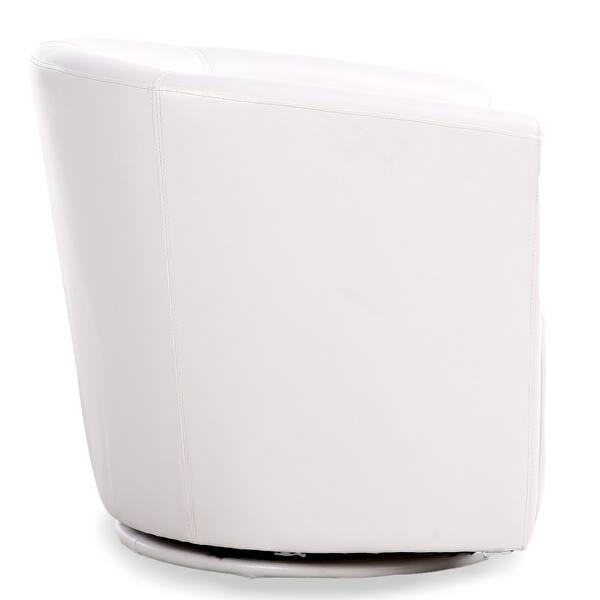 Shop Belleze Faux Leather Club Tub Barrel Modern Accent Chair With Arm Rest And 360 Degree Swivel Base White Overstock 18604574